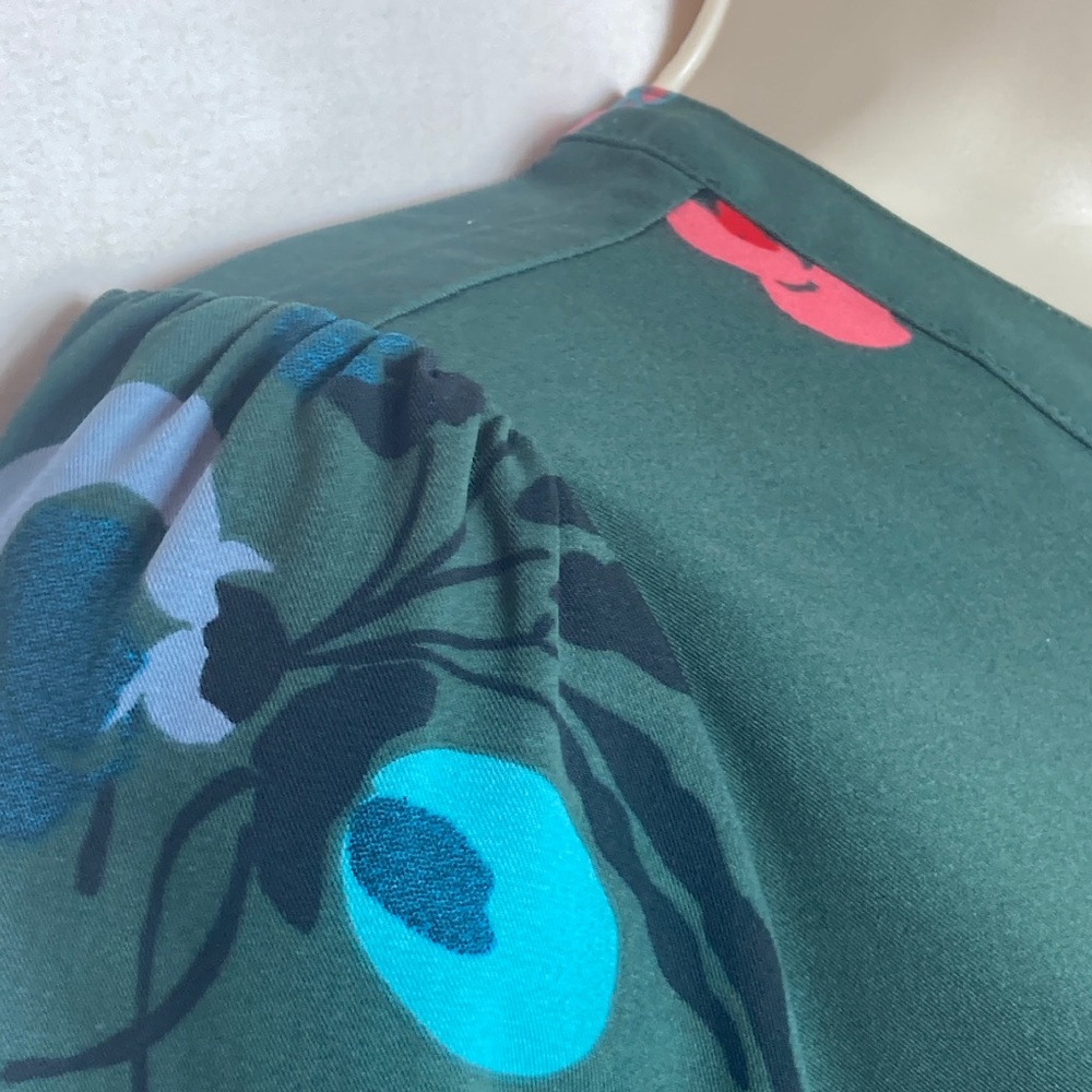 LOFT Dark Green Floral Long Sleeve Midi Dress 📦discounted $4.99 shipping - Picture 7 of 14